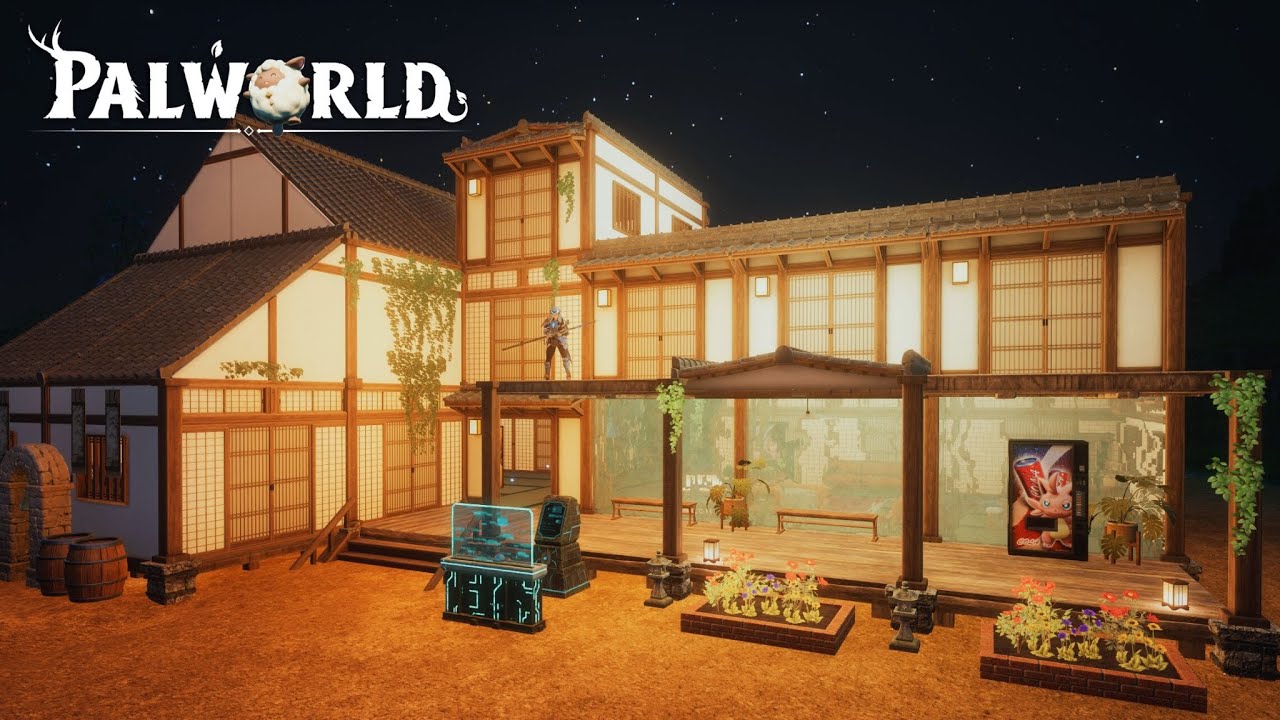Palworld: Cozy Japanese Bathhouse Base Design - YouTube