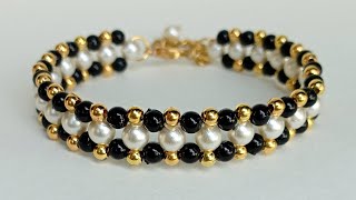 Easy beaded bracelet || how to make bracelets with beads || easy beaded bracelet tutorial
