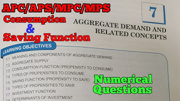 Aggregate Demand and Related Concepts | Numericals of APC/APS/MPC/MPS/Consumption & Saving Function