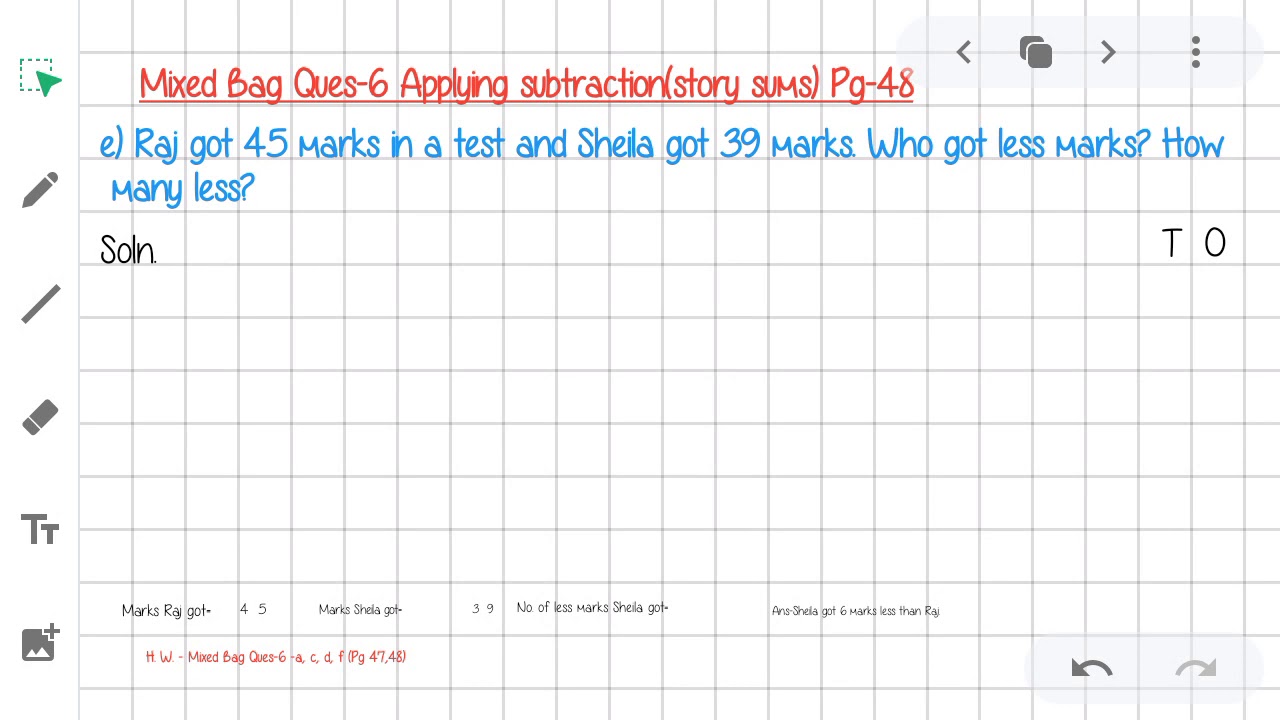 ARYAN Maths Class 2 CH Subtraction Video 7 YouTube