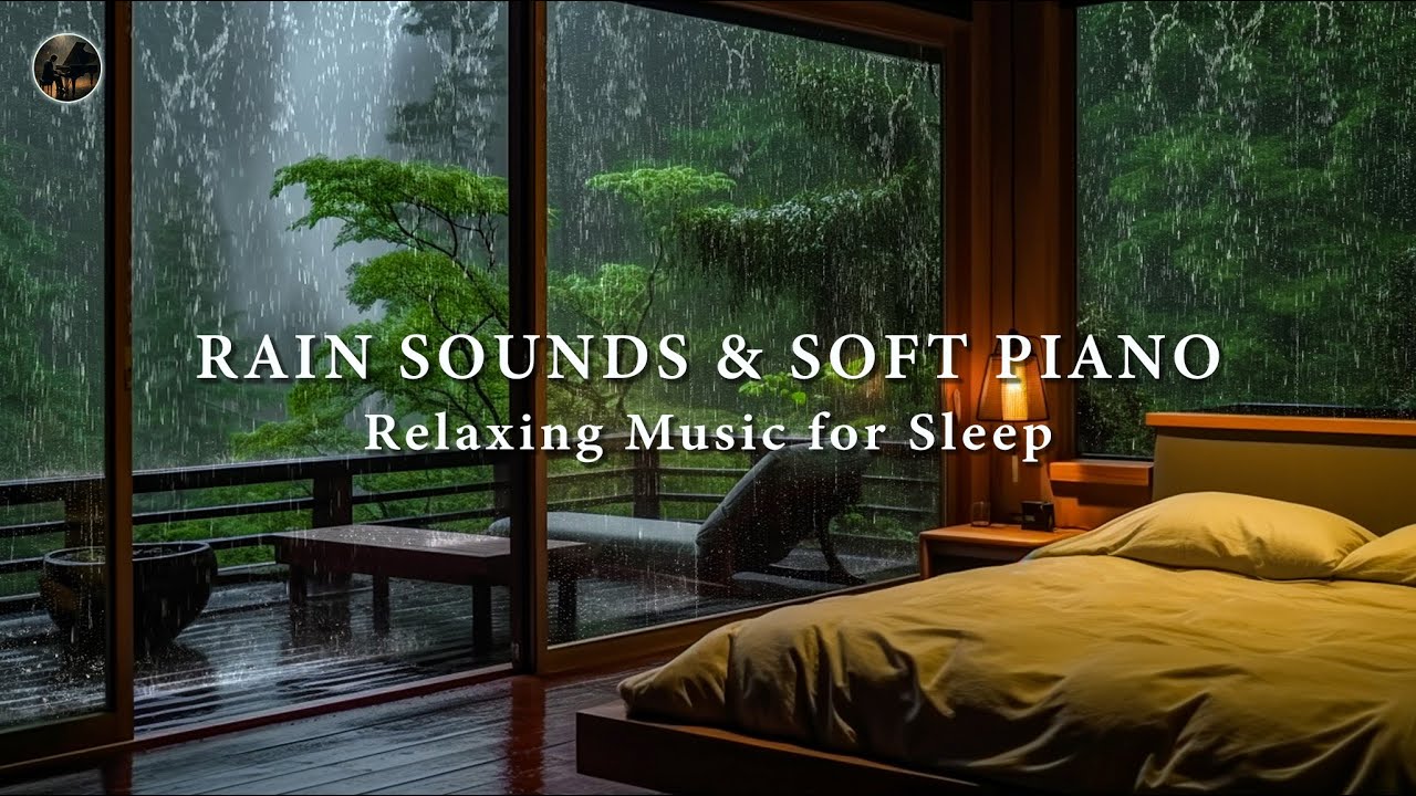 Peaceful Piano & Soft Rain 🎶 3 Hours Relaxing Music in the Warm Bedroom, Stress Relief & Deep Sleep