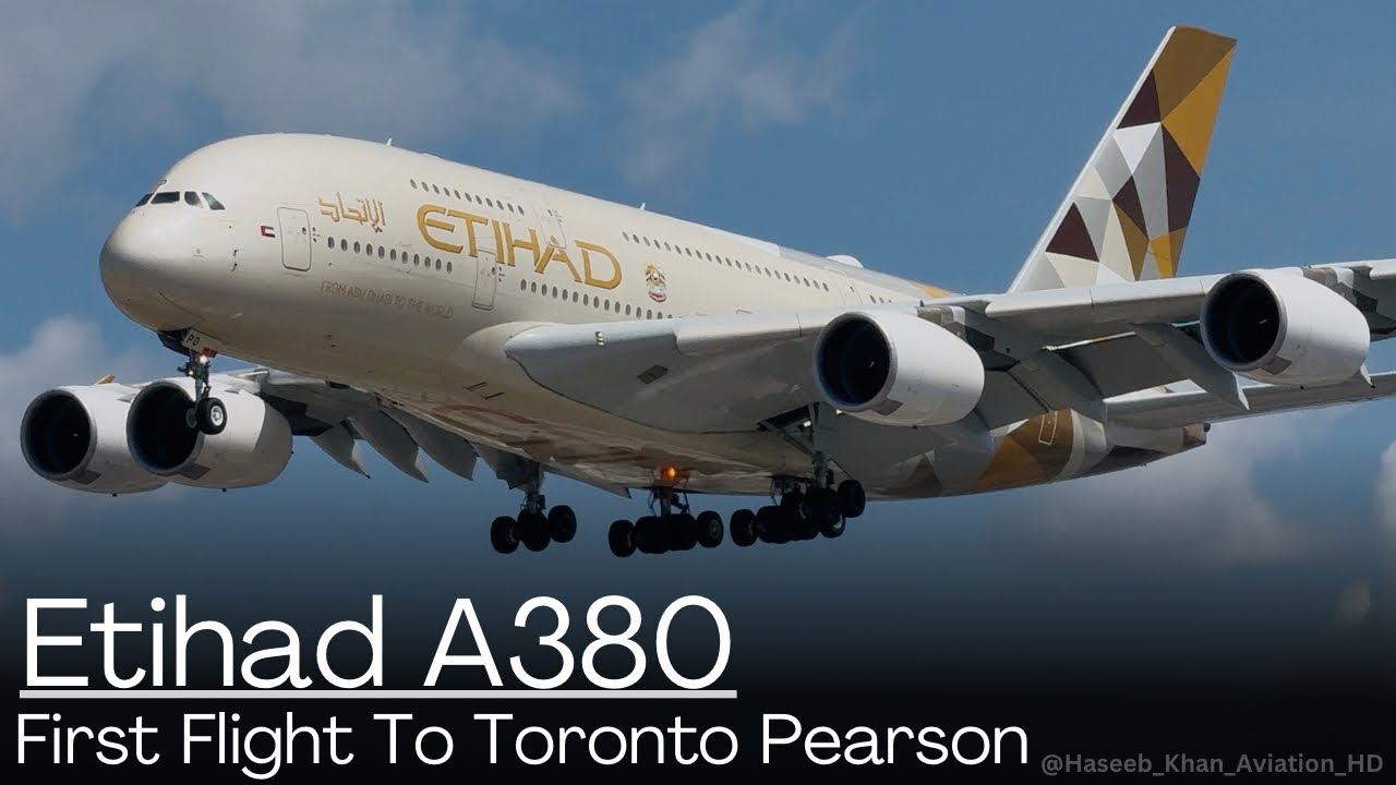 Etihad Airbus A380 First Commercial Flight To Toronto Pearson! #aviation #planespotting #etihad