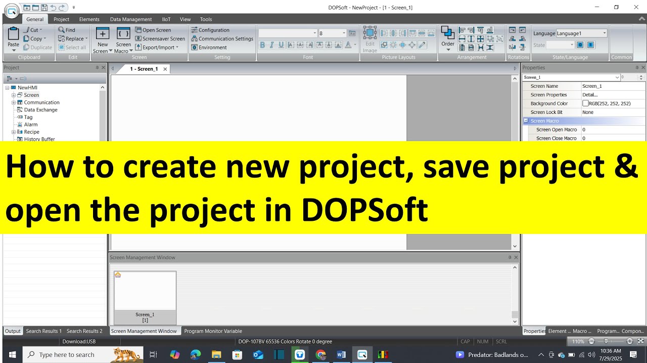 DOPSoft New Project Create, Save & Open | Delta HMI Software Beginner ...