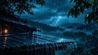 Overcome Stress to Sleep Instantly with Heavy Rain & Paramount Thunder Sounds on a Tin Roof at Night screenshot 3