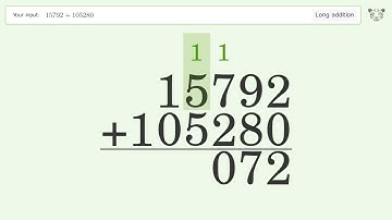 Long Addition Problem 15792+105280: Step-by-Step Video Solution | Tiger Algebra