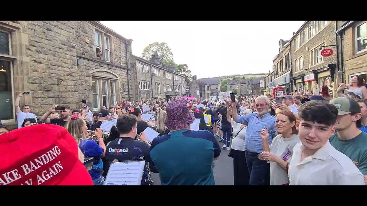 Chav Brass march through Delph on Whit Friday 2025