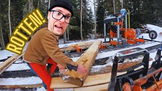 Rotten, Frozen, Ice Covered Logs Can They Be Milled? Winter Sawmill Revival