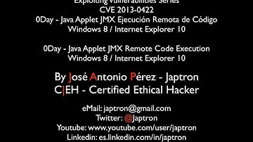 0Day - Java Applet JMX Remote Code Execution - Windows 8 - CVE 2013-0422