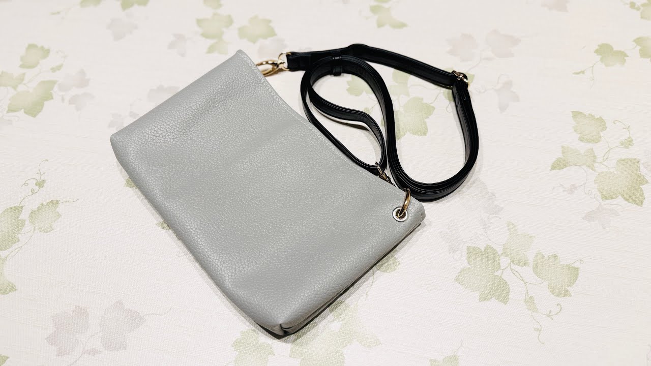 【ハンドメイド】【セリア合皮】2枚使い切り！横長サコッシュの作り方。8㎜ハトメ使用。#ハンドメイド#サコッシュ#合皮#フェイクレザー#百均#セリア