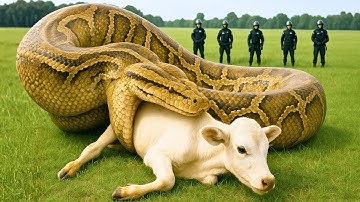 Brave Heroes Rescue a Frightened Calf from a Ferocious Giant Python at the Field Edge