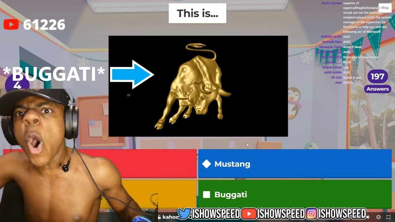 IShowSpeed Plays CAR BRANDS Kahoot YouTube