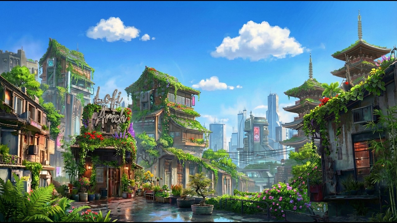 Solarpunk City Daybreak 🌿 Lofi Beats for Focus, Study & Good Vibes