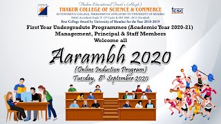 First Year U.G. Programmes Induction Ceremony - A.Y. (2020-21) | Dept. of Commerce & Arts | 8th Sept