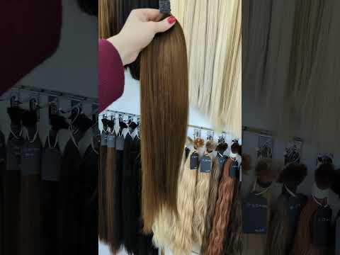 Натуральне волосся для нарощування у зрізі 55 см, 50 г, #6 Світло-коричневий (каштан), видео 1