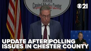 PA Secretary gives update after voting issues at polls in Chester County