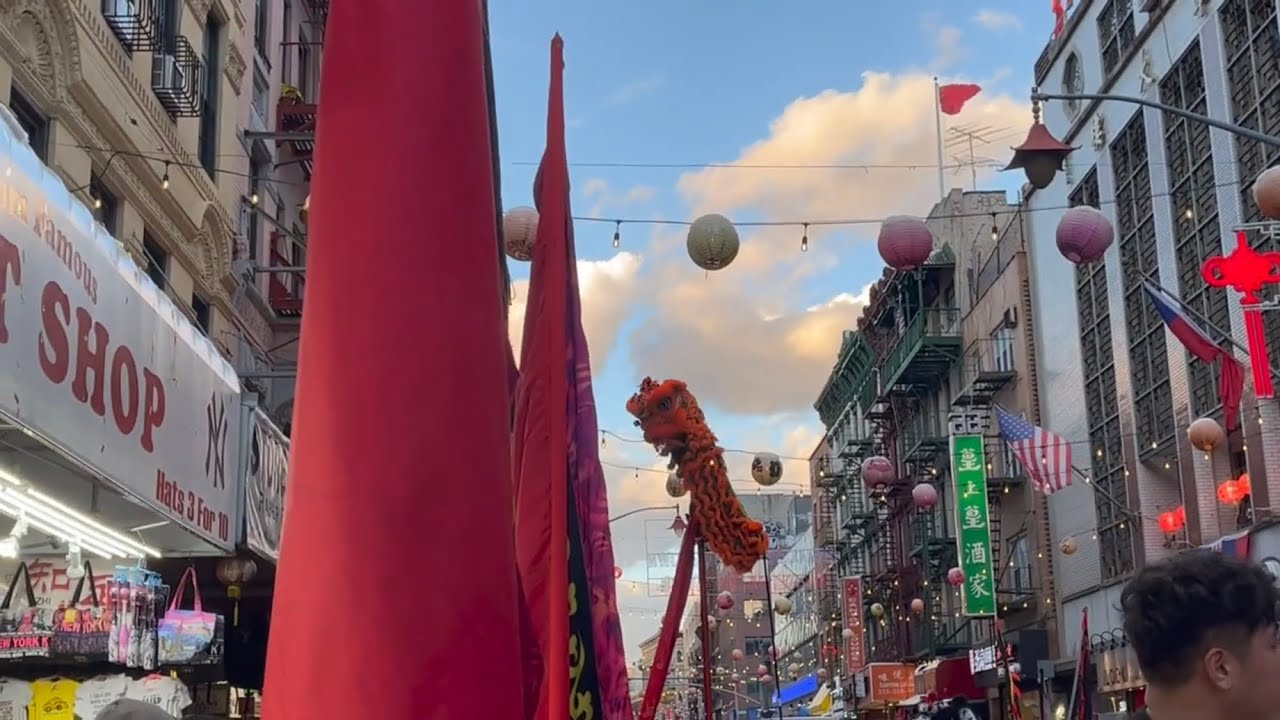 New York Choy Lay Fut Bare Foot High Pole Lion Dance- CNY Super Saturday 2024  🦁🥬🦶🏼🧨💥