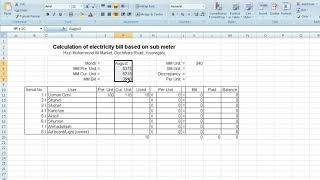 Calculation of electricity bill based on sub meter screenshot 2