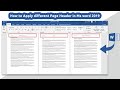 How to Apply Different Page Header and Footer in Ms word 2019 || How to Apply different headers