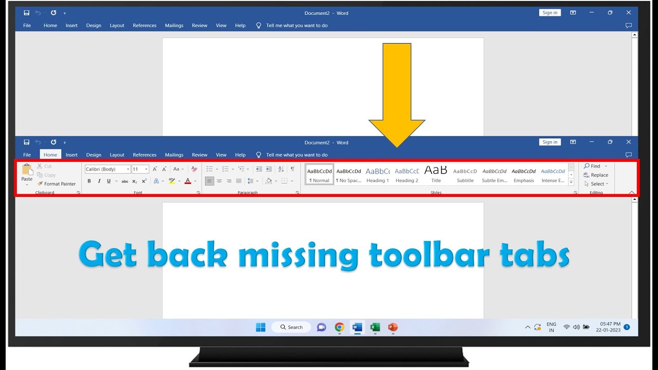 How To Get Back Missing Toolbar Ribbon Tabs Of MS Word Excel PPT