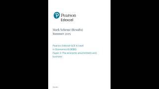 PEARSON EDEXCEL A LEVEL ECONOMICS B PAPER 3 MARK SCHEME 2025 (9EB0/03)