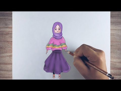 Çok kolay Başörtülü Kız çizimi | Kolay Resimler çizimi