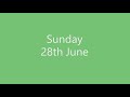 Sunday June 28th 2020