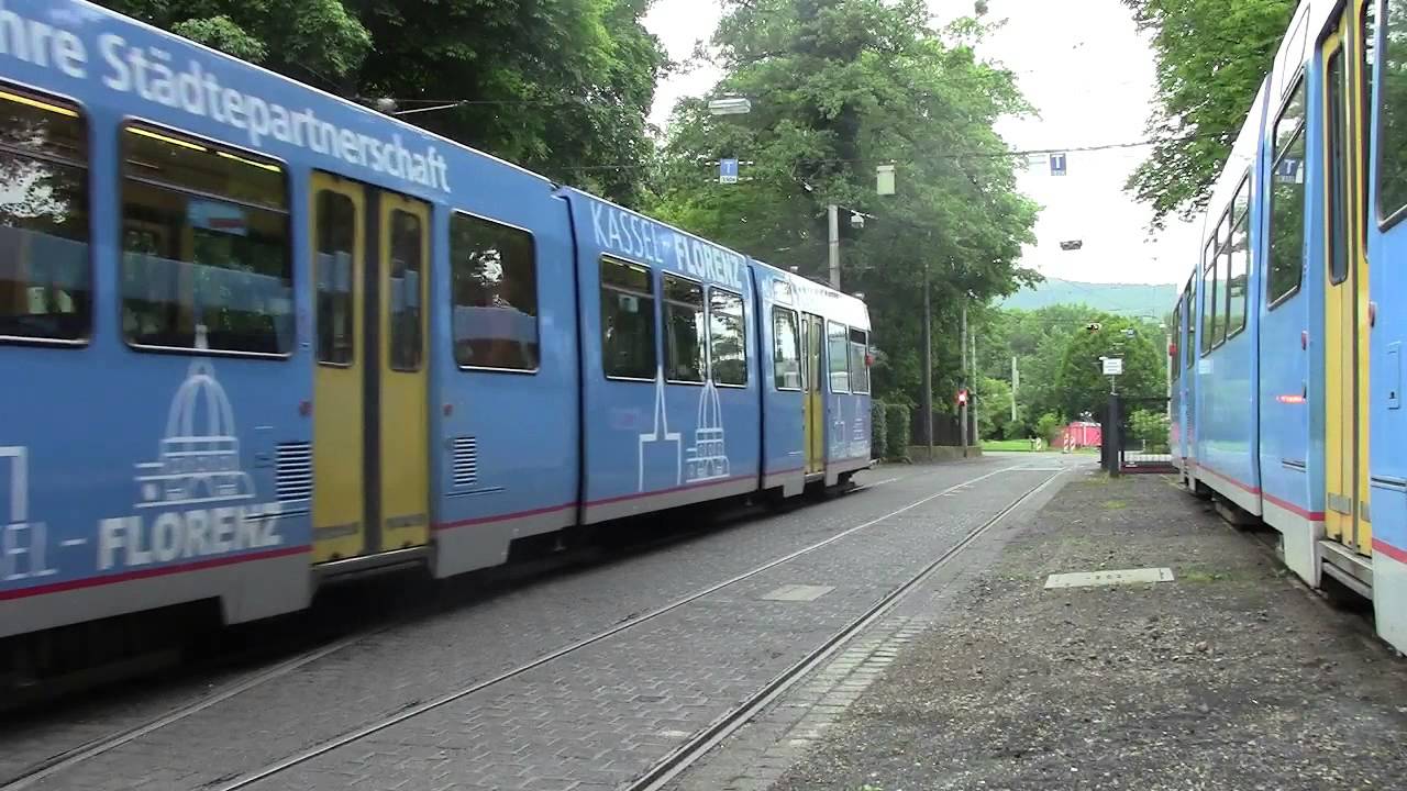 Tram Kassel: Aus- und Einrückerverkehr, 30. Mai 2014 (Description DE/EN)
