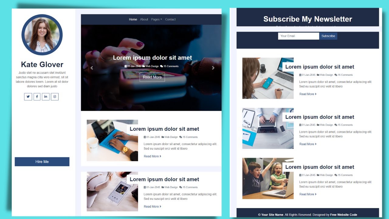 Complete Responsive Personal Blog Website Design - HTML - CSS -JS- 100% ...