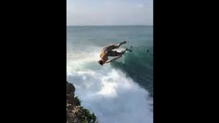 Cliff Jumping Into A Wave Doing Astonishing Flips!