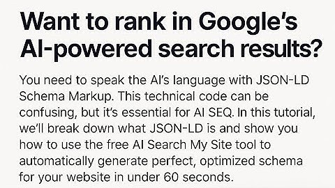 FREE AI Schema Generator: The Secret Code to Ranking on Google SGE
