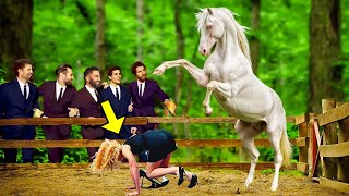 Girl Gets Thrown Into A Stallion's Pen For Fun, Then The Horse Reacts In A Shocking Way!