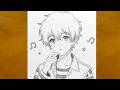 Drawing Aesthetic Anime Boy | Thoughtful Expression Pencil Sketch Process