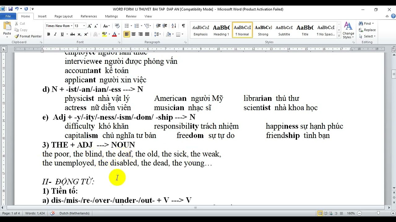 Bài 95. Lý thuyết loại từ (Word form) | Tiếng Anh thầy Minh