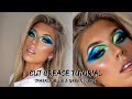 IN DEPTH: BLUE & GREEN SHIMMERY CUT CREASE EYESHADOW TUTORIAL | Winged Out Blend