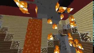 Burned nice designed room in Minecraft