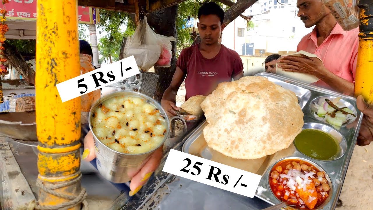 Only 25 Rs Chole 2 Bhature Raita Golgappa Chaat Kachori Maggi Thali Dosa Agra Street Food Youtube