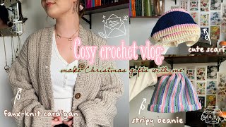 Prep with me for Christmas: crochet cardigan, scarf, beanie | cosy crochet vlog | thisfairymade