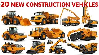 20 Construction Vehicles Names for Kids 🚜 | Learn Big Construction Trucks & Machines for Children