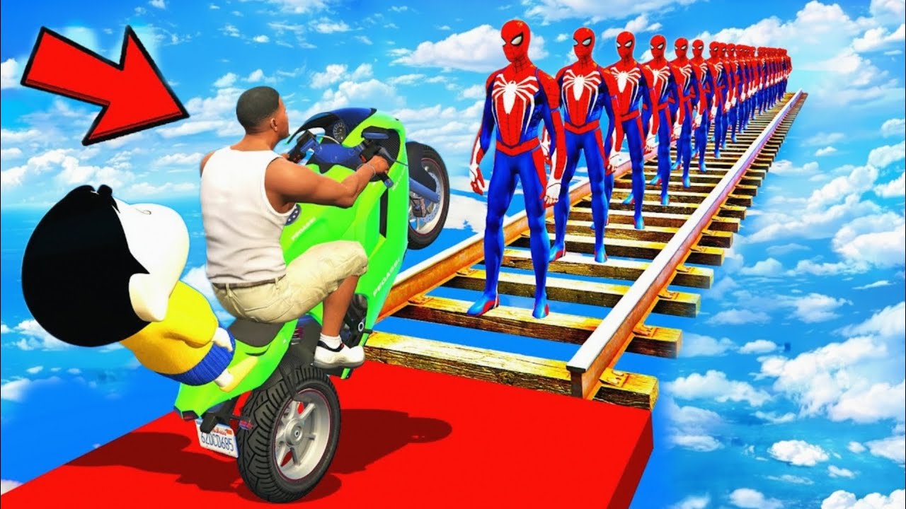 SHINCHAN AND FRANKLIN TRIED THE IMPOSSIBLE SPIDERMAN MOTORCYCLE PARKOUR CHALLENGE GTA 5