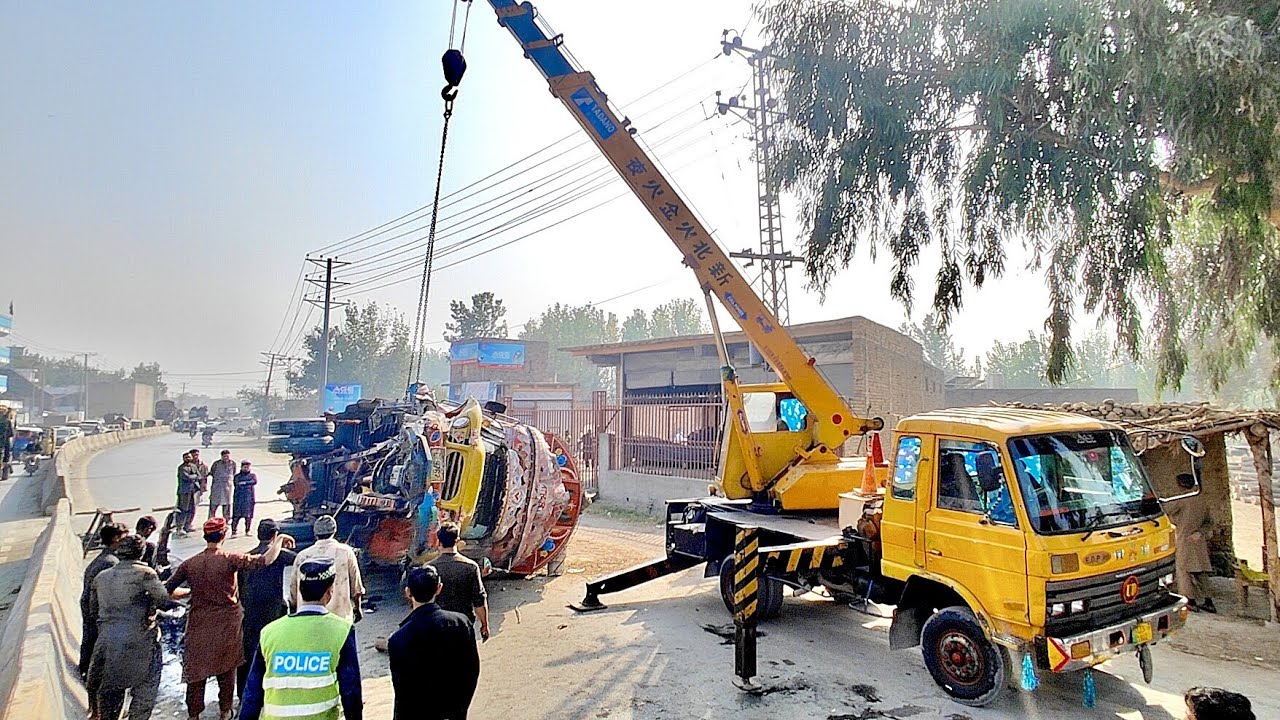 Terrible Accident Truck Crushed Emergency Road Repair 