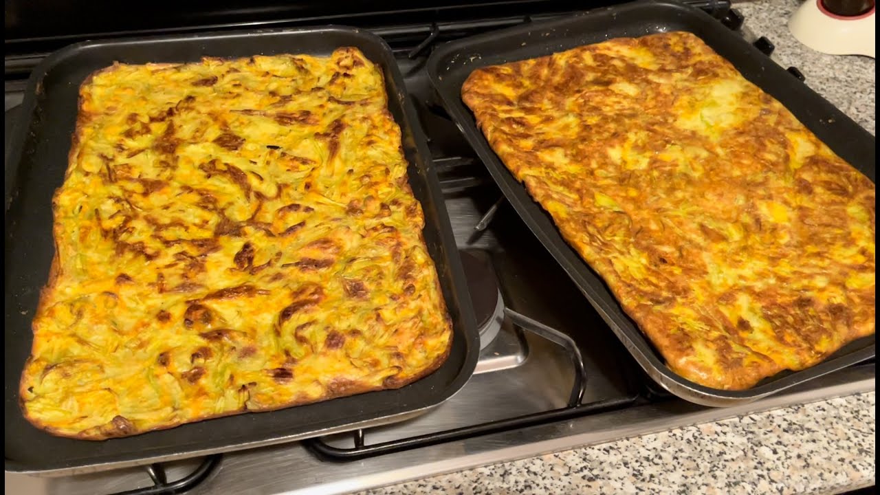 Pizza di fiori di zucca in teglia