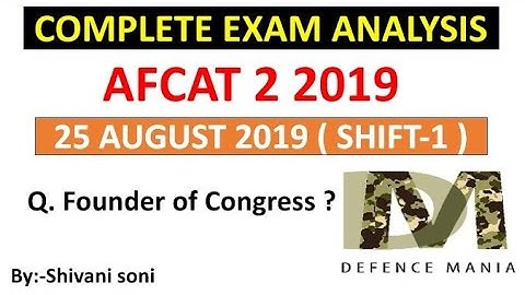 Afcat 2 2019 Exam 25 August shift 1 Gk Questions with answers