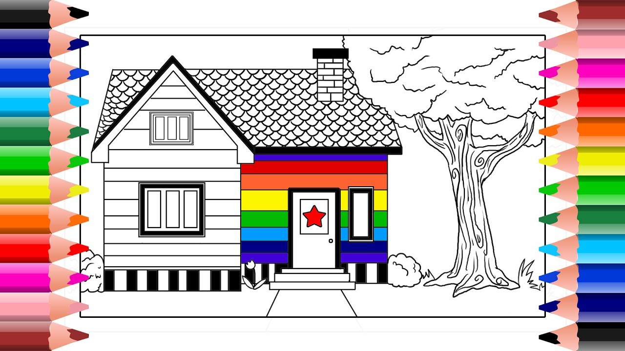 How to draw a House Rainbow  Drawing House step by step easy