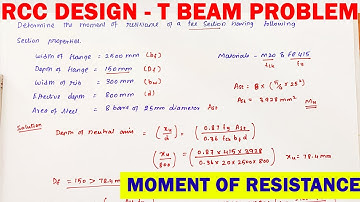 RCC Design solved problem | T-Beam design problem | moment of resistance solved problem | #civil