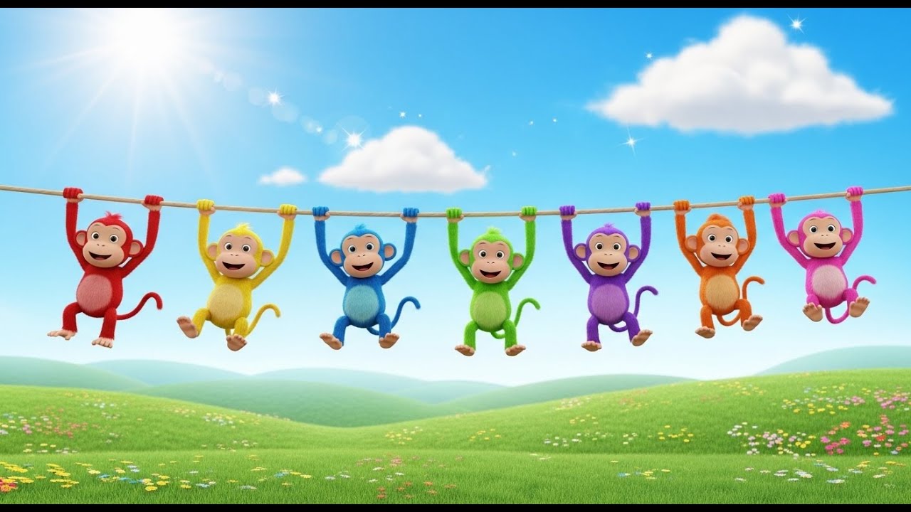 Seven Little Toy Monkeys Swing Swing | Counting Songs & Playtime Nursery Rhymes