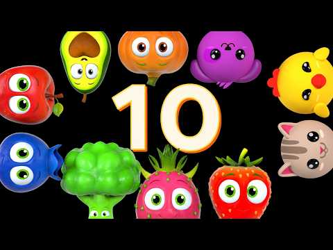 There Were 10 in the Bed 🎁 Learn Counting 10 to 1 with Funky Fruites | Baby Sensory Fun Animation