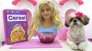 Ruby and Bonnie Barbie morning routine for kids