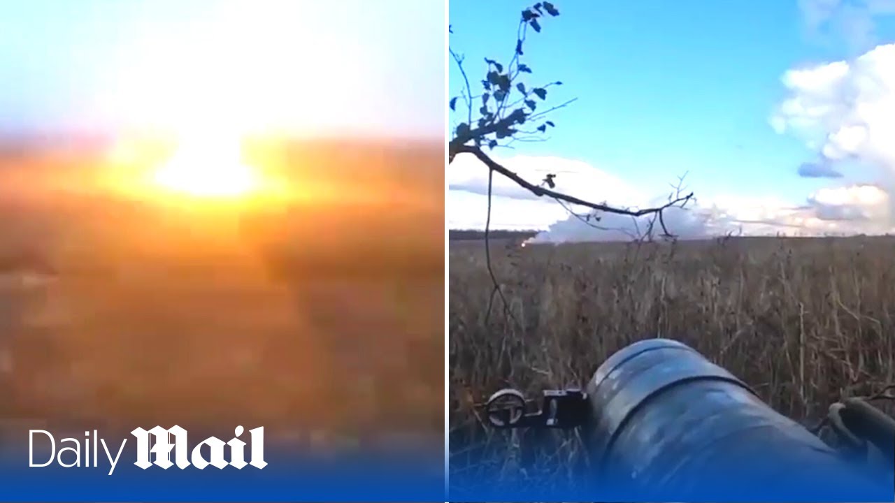 Ukraine soldier destroys Russian T-72 tank with rifle causing huge fireball explosion near Donetsk
