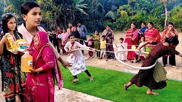 You will be surprised to see | Game challenge to test the strength of girls inside two tires
