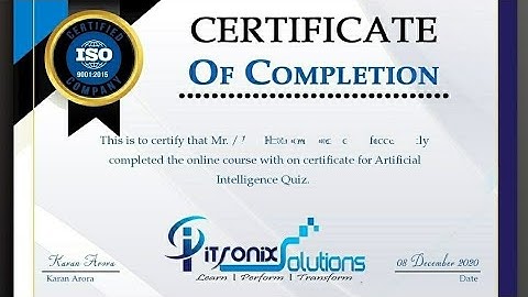 Artificial intelligence Course and Certificate || itronix solution quiz  || Free quiz ||#ITRONIX